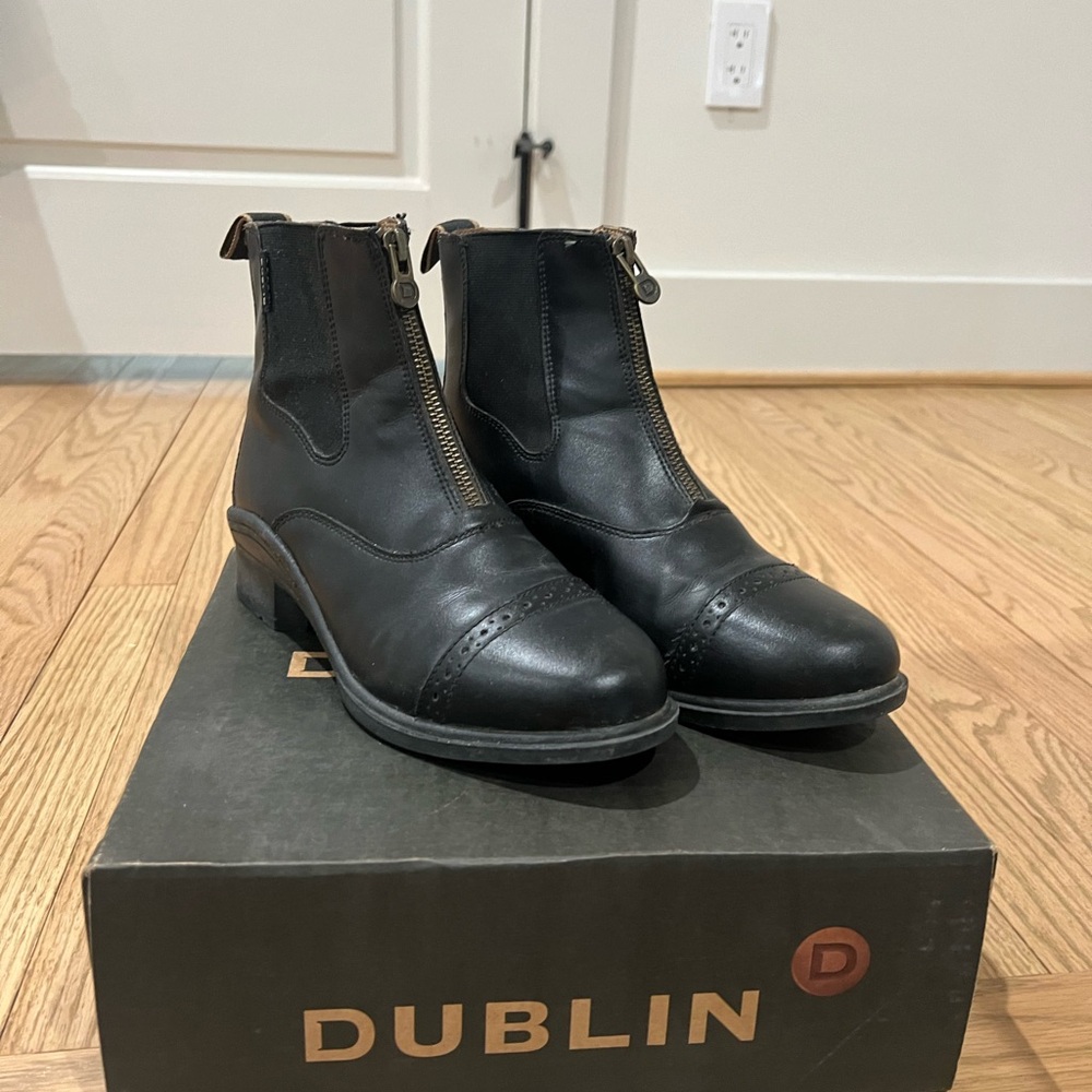 Women’s/Girls Dublin Black Leather Ankle RIDING Boots Zip Sz 5